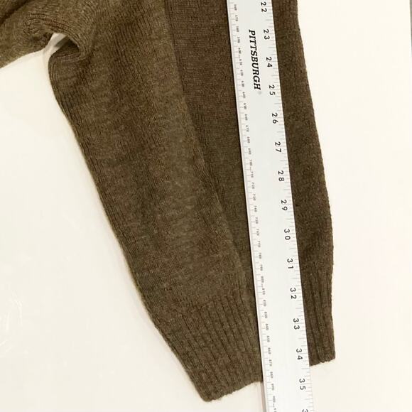 MARC LE BIHAN Cardigan Sweater OS FRANCE Wool Raw-Hem Plaid-Sailor-Collar CutOut - Picture 13 of 13